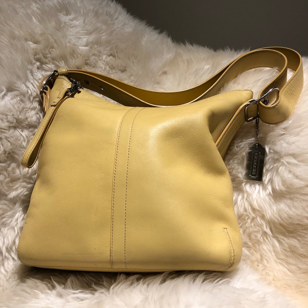 Buttercup Yellow Leather Coach Hobo Purse